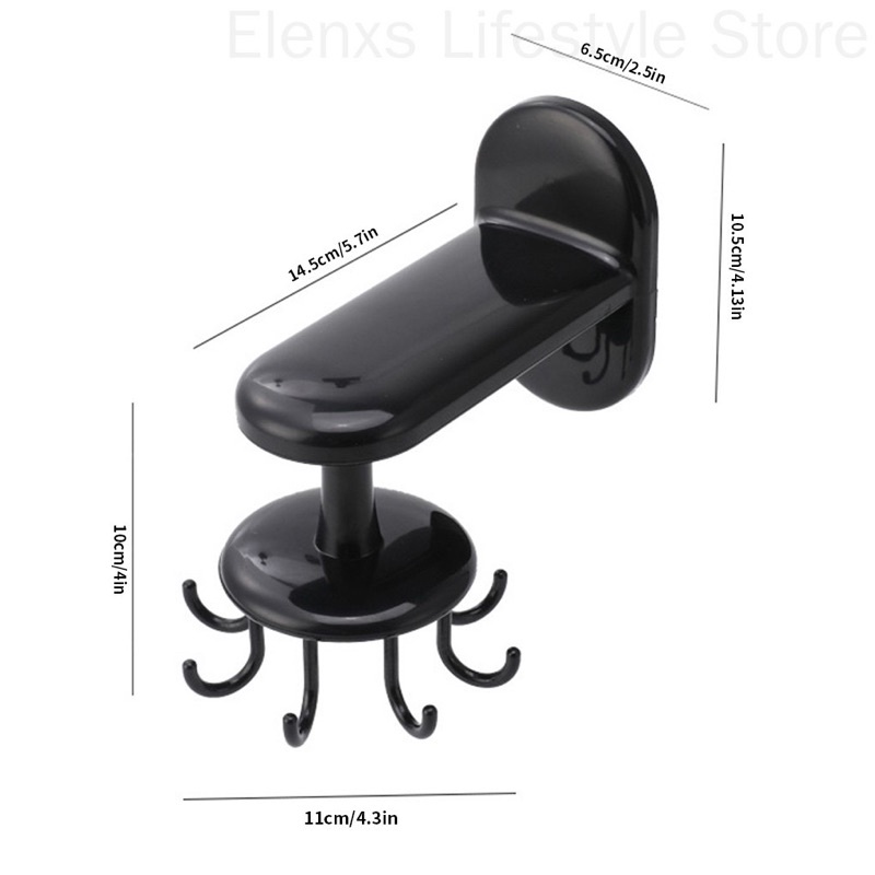 Móc treo đồ dùng nhà bếp, nhà tắm đa năng dán tường gồm 8 MÓC xoay 360 độ LOẠI DÀY XỊN- Móc dán tường nhà bếp 8 móc xoay