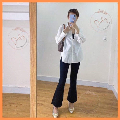 Quần Legging Ống Loe Dáng Dài Chất COTTON 100% Siêu Co Dãn Cạp Cao Tôn Vòng 3 Siêu Hách Dáng