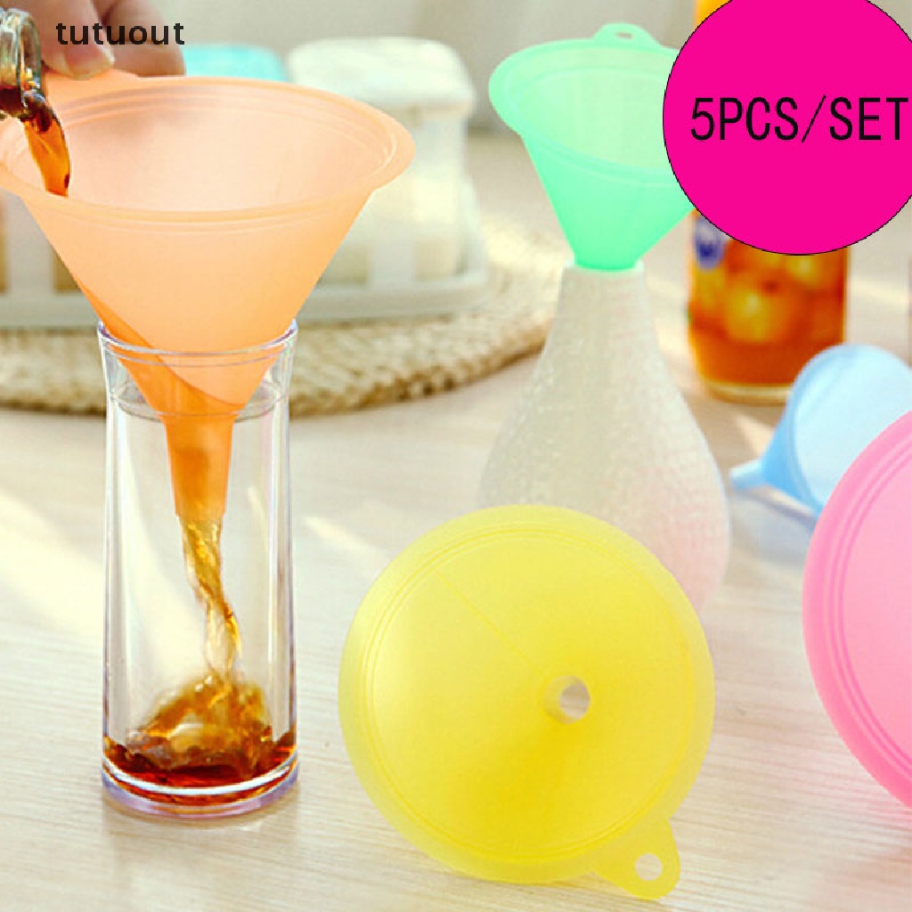 Bộ 5 Phễu Rót Chất Lỏng Bằng Nhựa Nhiều Màu Tiện Dụng Cho Nhà Bếp