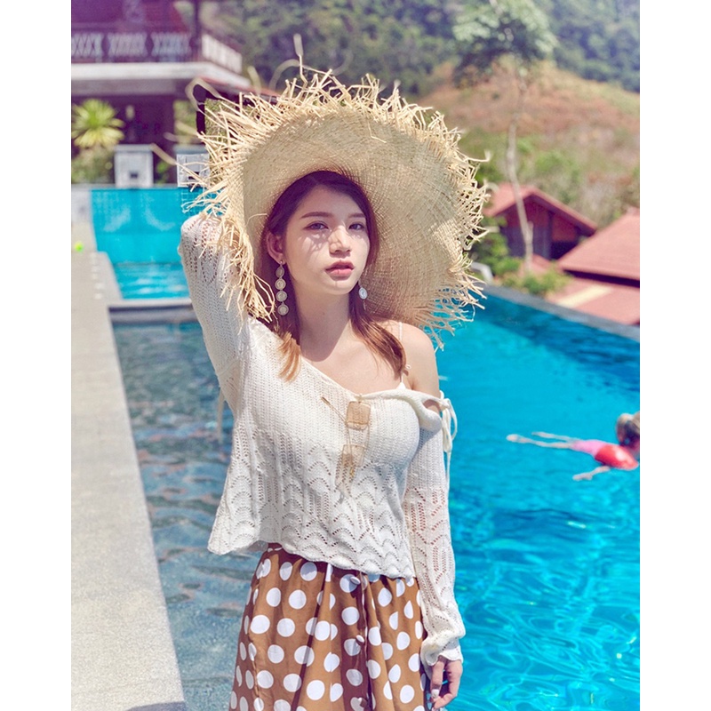 Mũ Cói Rộng Vành Che Nắng Đi Biển Thời Trang Mùa Hè Mới Cho Nữ