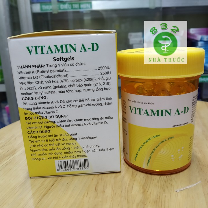 Vitamin A-D dược phẩm Đông Âu lọ 100 viên