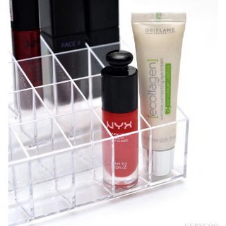 Khay Đựng Son Môi 24 O, Khay Đựng Cọ,Phấn Mắt, Dụng Cụ Trang Điểm Trong Suốt (HOT)