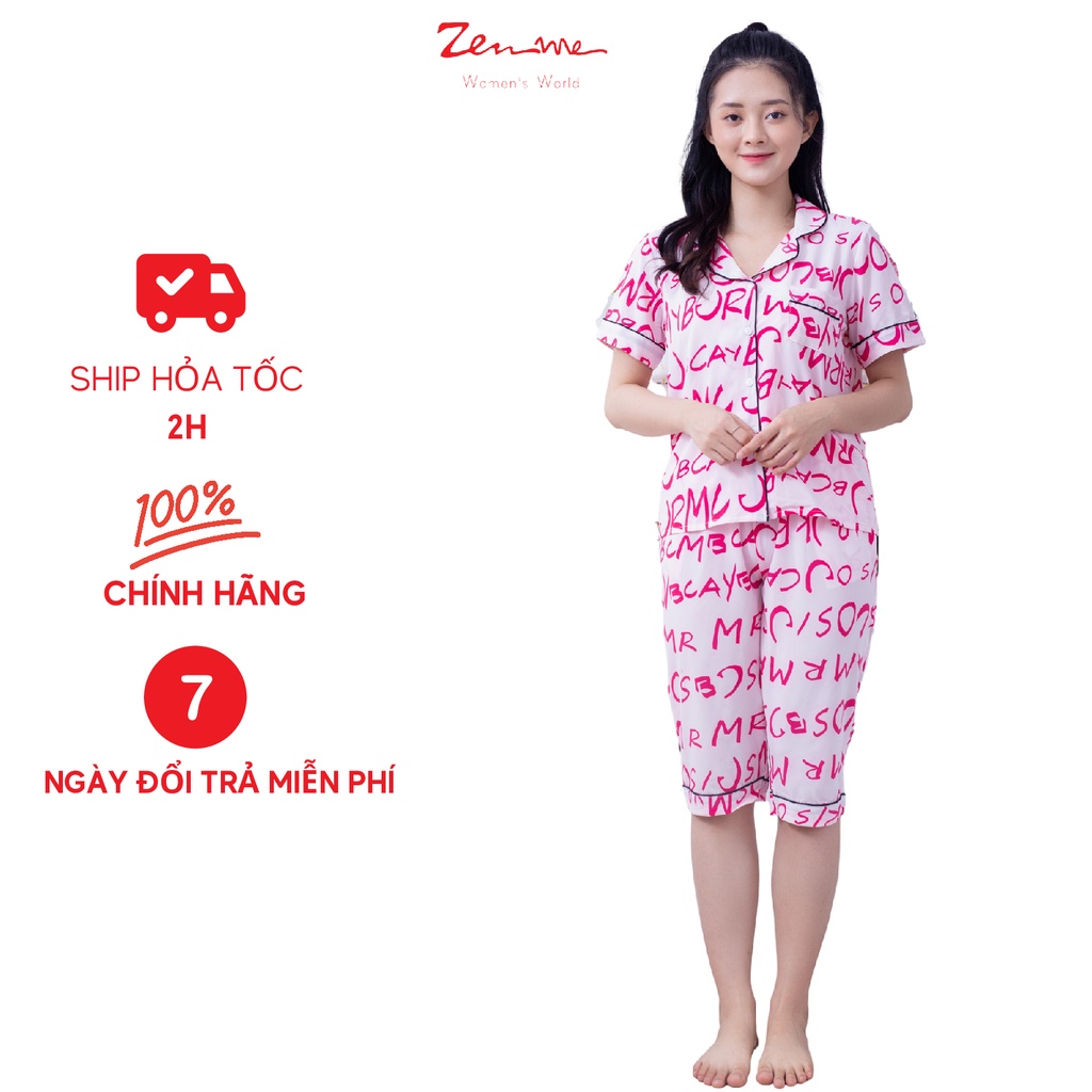 Đồ Bộ Nữ Mặc Nhà Pijama Cộc Lửng Chất Liệu Lụa Giấy Luxury Thoáng Mát PJL0721, Zen Me Women's World