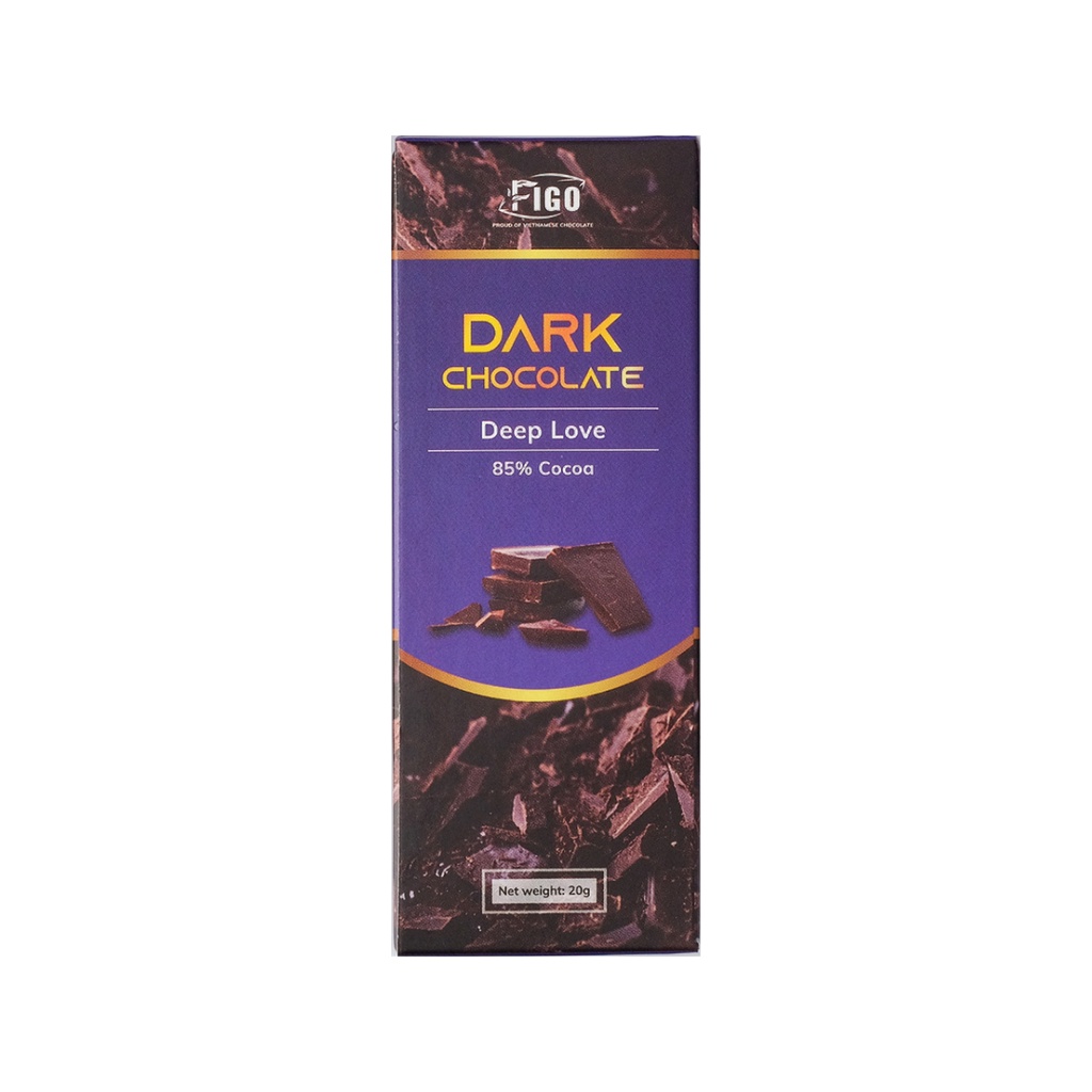 [CHÍNH HÃNG-SẢN PHẨM MỚI] Kẹo socola đen đắng 85% cacao 20g ít đường ăn kiêng FIGO ( KETO,DIET, DAS, LOW CRAB )