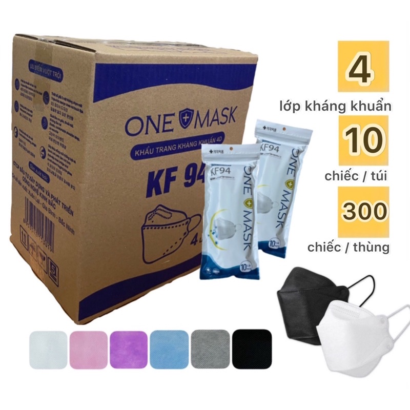 [HÀNG LOẠI 1] Khẩu trang 4D KF94 ONEMASK thùng 300C, Công nghệ Hàn Quốc, kháng khuẩn, chống lọc bụi mịn, khẩu trang y tế