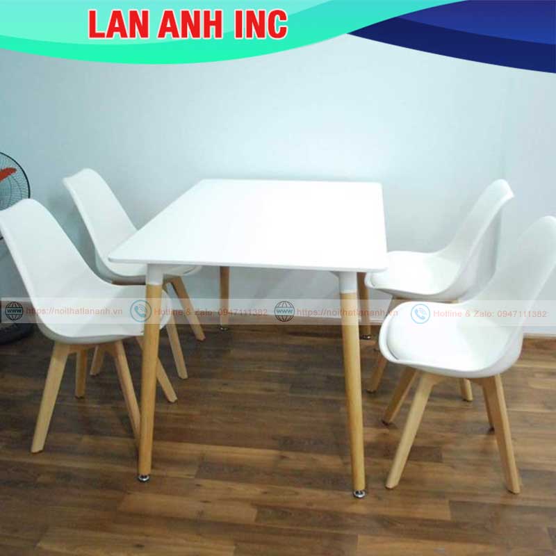 Ghế nhựa chân gỗ văn phòng cafe tựa lưng cao nệm simili giá rẻ eames  LAGN33-1