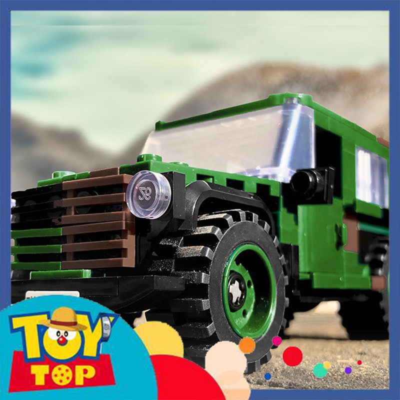 Bộ đồ chơi xếp hình quân đội xe ô tô Jeep lực lượng vũ trang quân sự LKW Leicht Wolf lắp ráp Xingbao XB - 06041