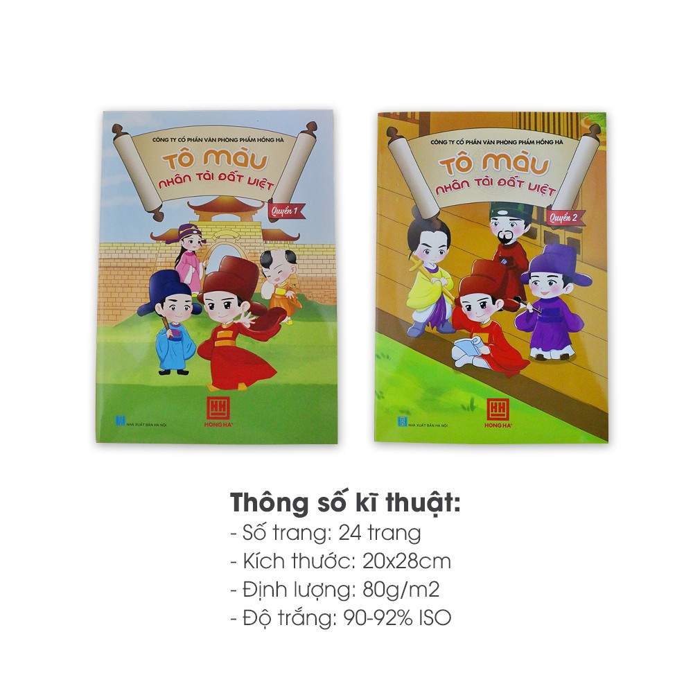 Sách tập tô màu Nhân tài Đất Việt Hồng Hà cho bé từ 3 tuổi