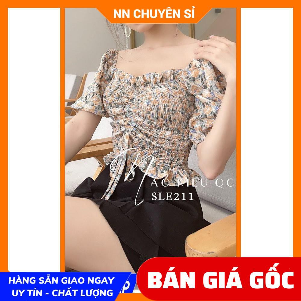 ⚡ ẢNH THẬT ⚡ HÀNG ĐẸP ⚡ SLE211 ⚡ ÁO NHÚNG HOA - ÁO NHÚNG HOA RÚT EO - CROPTOP HOA NHÍ - ÁO VOAN KIỂU
