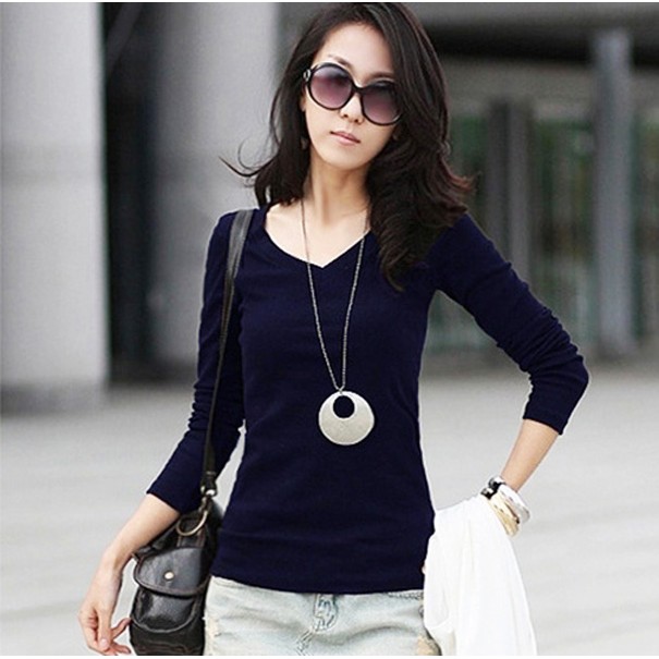 Áo thun cổ tim tay dài nam nữ WP06