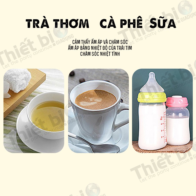 Cốc Hâm Nóng đồ uống kèm đế điện, Bộ ly sứ kèm đế điện hâm nóng trà, cafe, hâm sữa + Tặng kèm thìa vàng, hộp sang trọng