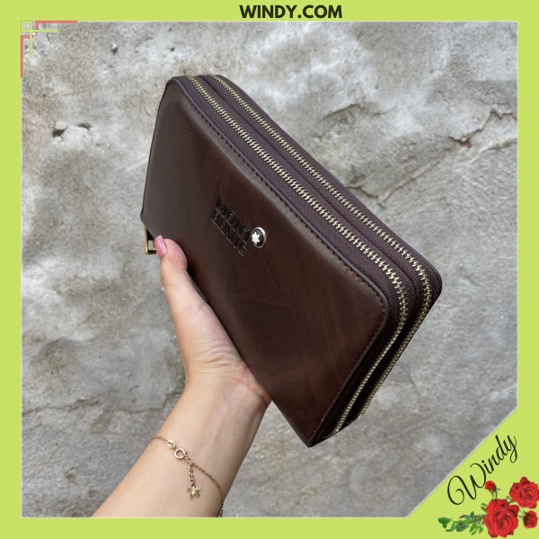 Ví Cầm Tay Nam Nữ MB 2 khóa Chất Da Bò Nhiều Ngăn WD856