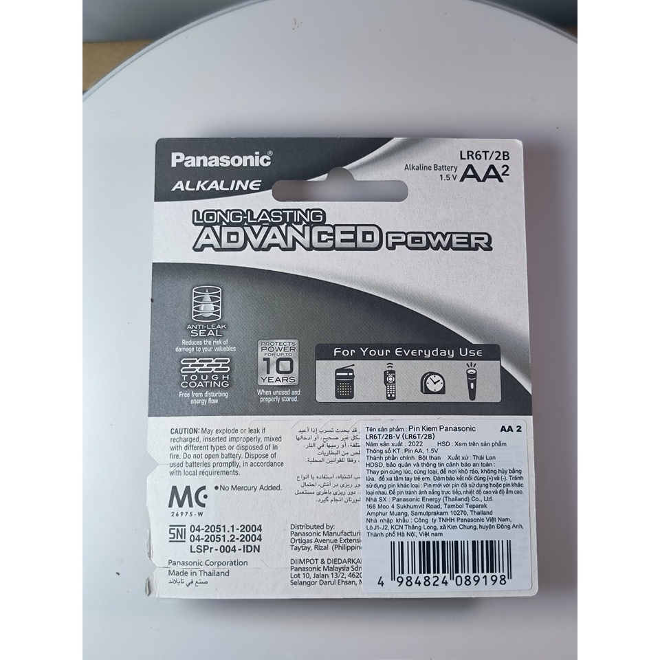 [Pin Chính Hãng] Pin Panasonic Alkaline AA , 2A LR6T/2B Made In Thailand