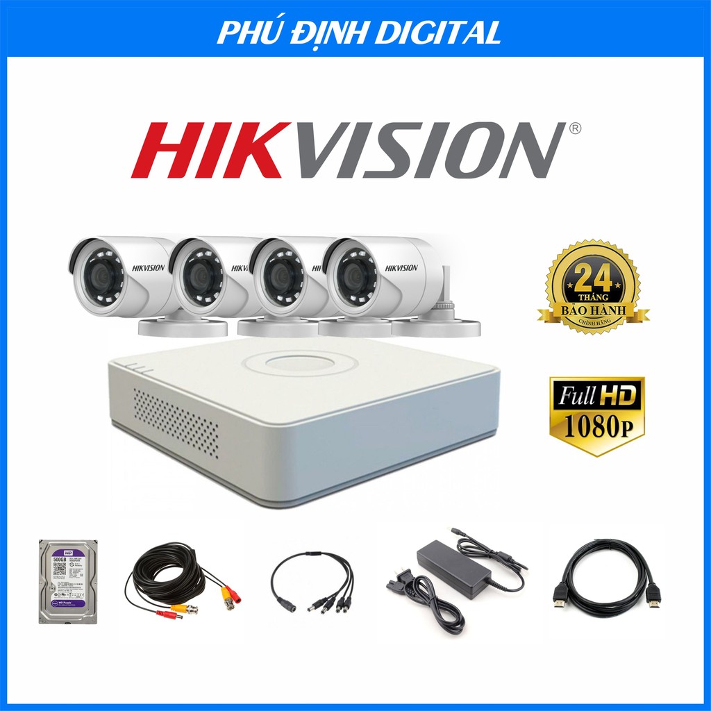 Trọn Bộ Camera Hikvision quan sát ngoài trời chống trộm Hikvision  bảo hành 24 tháng