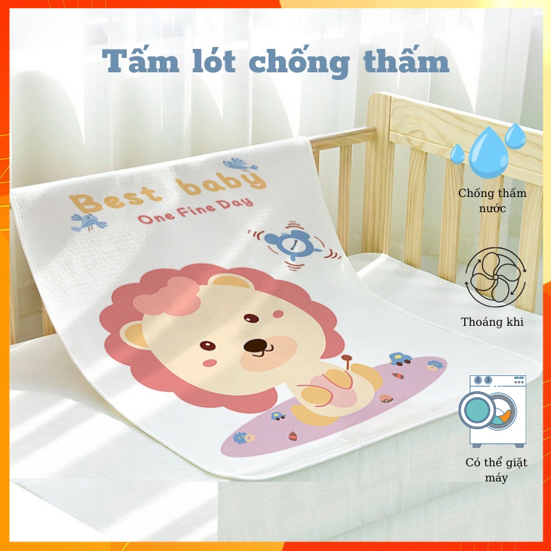 Miếng lót chống thấm cho bé, tấm lót 4 lớp chất liệu cotton mềm mại thoáng khí, thấm hút tốt