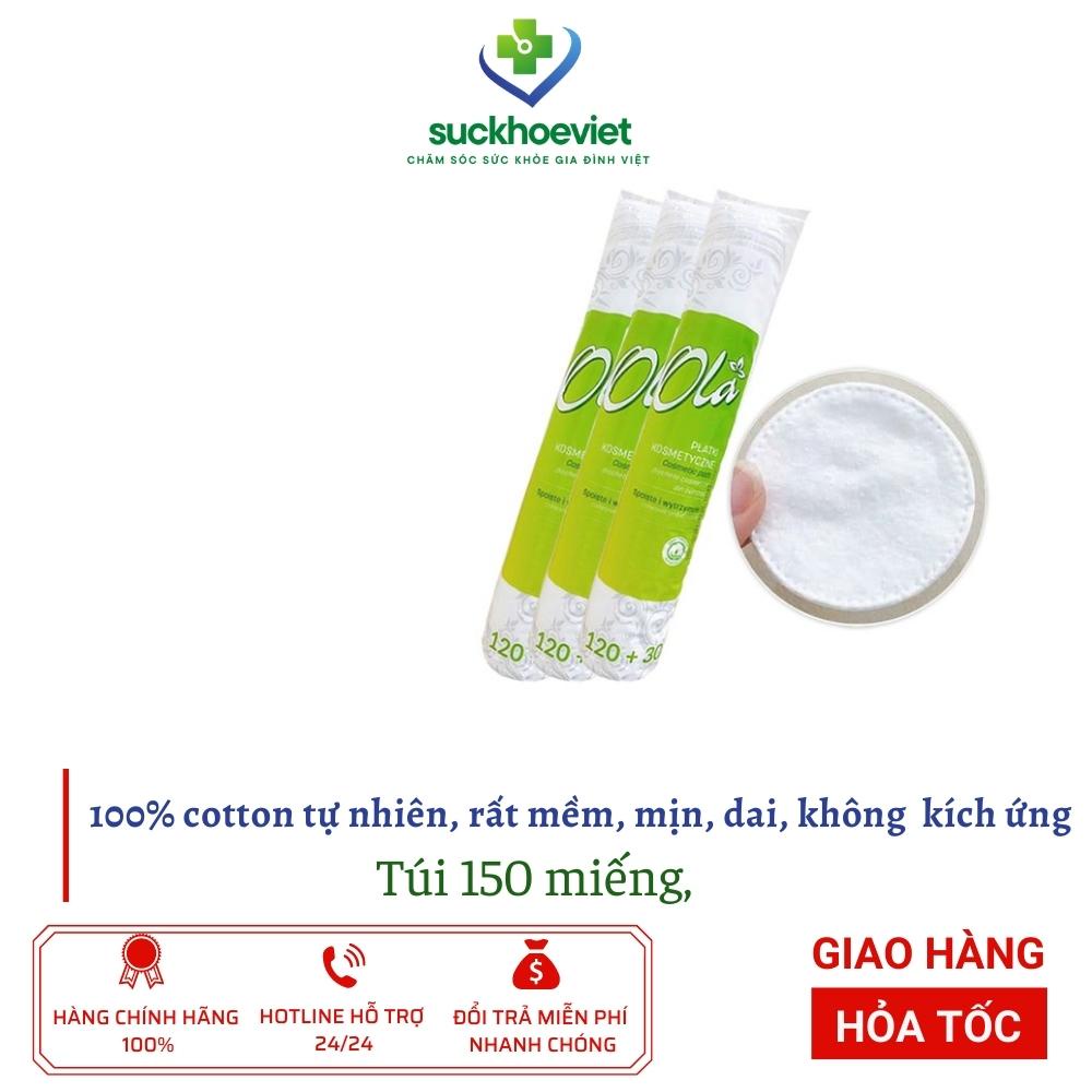 (Túi lớn) Bông tẩy trang Ola Cotton Pads 150 miếng hàng Ba Lan