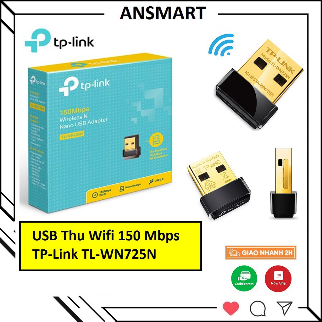 USB Wifi Thiết bị thu sóng wifi TP-LINK USB TL-WN 725N - 150MBPS Hàng chính hãng bảo hành 24 tháng