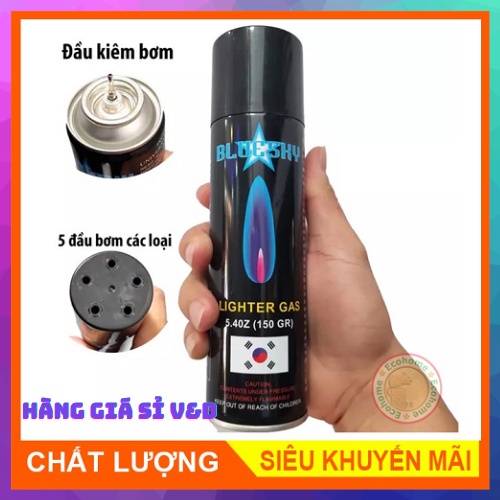 bình bơm ga bật lưa 5 đầu chai lớn 110g