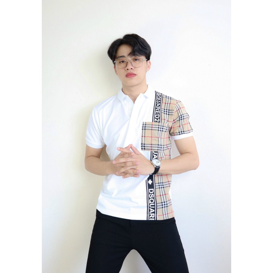 Áo thun nam polo có cổ tay ngắn giá rẻ thuê kiểu BBR vải cotton co dãn