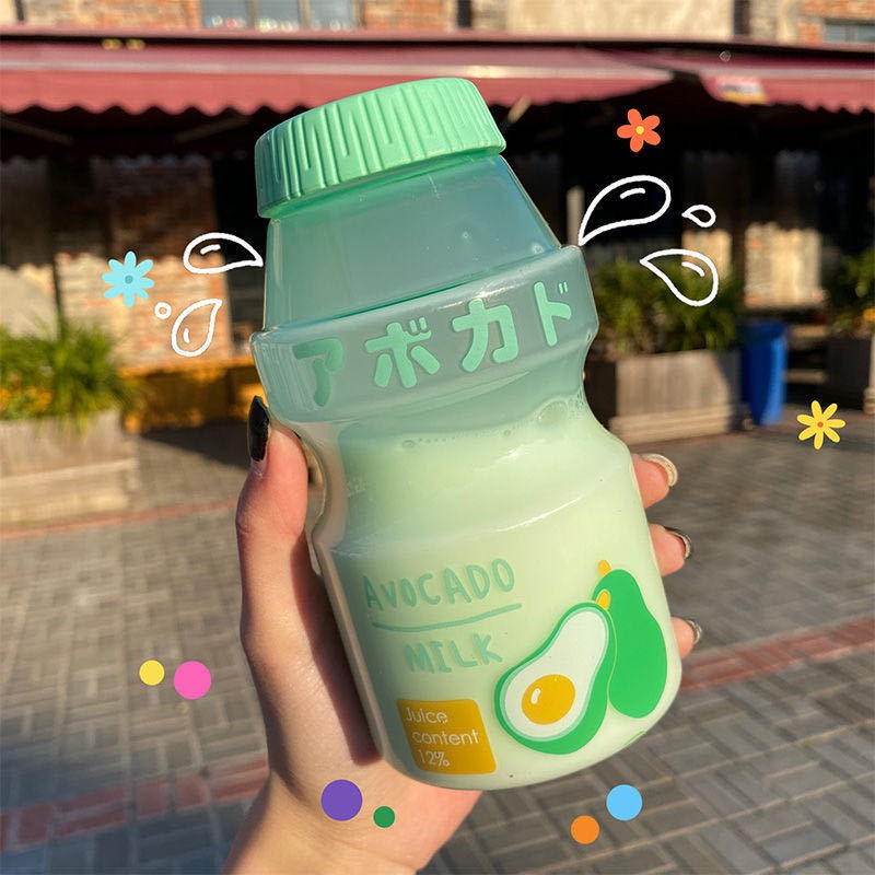 🥑 Bình Đựng Nước Sữa Chua 480ml In Hình Trái Cây Phong Cách Nhật bản, Hàn Quốc Siêu Dễ Thương