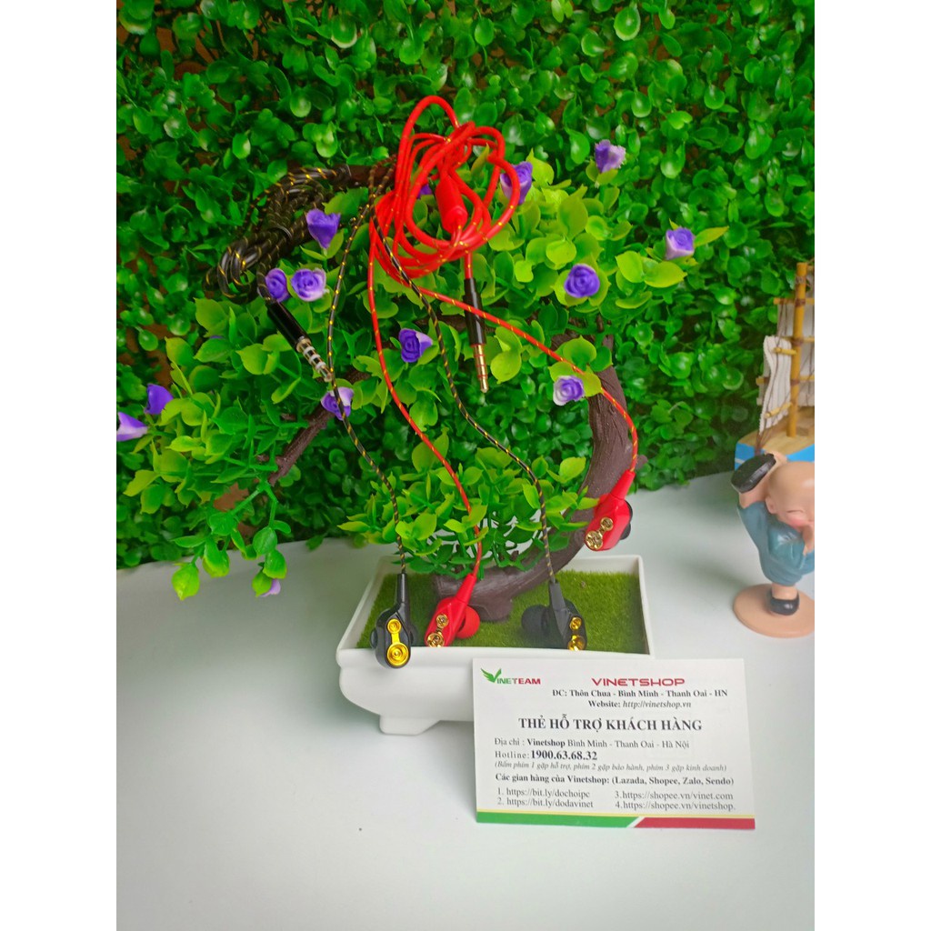 Tai nghe HiFi lõi kép 4 sợi cuốn loa mini  bass siêu trầm cho điện thoại jack cắm 3.5 -dc3530