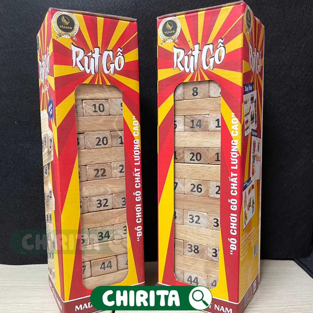 Bộ Đồ Chơi Rút Gỗ Loại To Màu/Số Giảm Stress - Đồ Chơi Trẻ Em Cho Bé Gái Trai Trò Chơi Rút Gỗ Lớn 54/48 Thanh Chirita