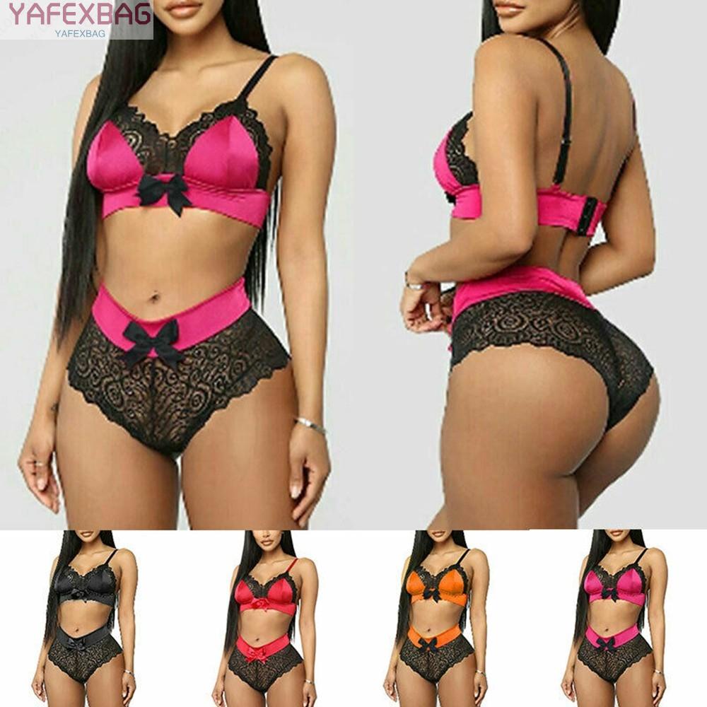 Womens Sexy Lingerie Set Lace Push Up Bra Underwear Sleepwear Nightwear brand new and high quality