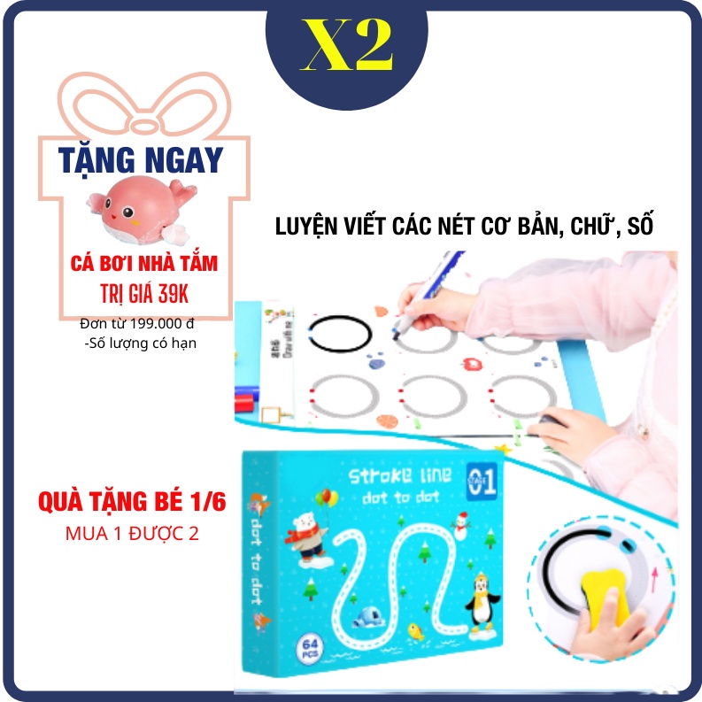 Đồ chơi Montessori, vở tập viết sách viết xóa được cho bé, chất liệu cao cấp_Tặng Bút và xóa