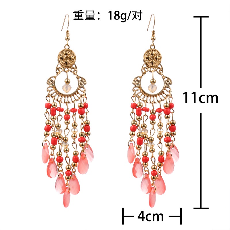 Khuyên Tai Tròn Tua Rua Nhiều Lớp Phong Cách Bohemian Mới Cho Nữ