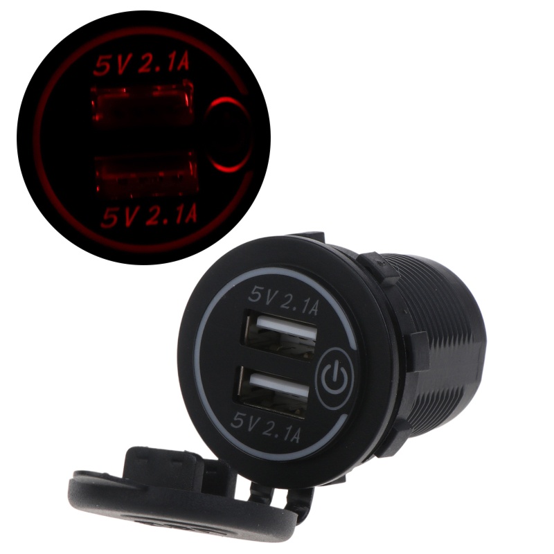 Ổ Cắm Sạc Hai Cổng USB 12V 24V 4 2A Cho Xe Hơi