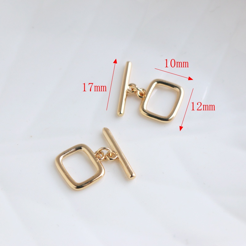 Khóa Cái Răng Hình Vuông 14k Bằng Đồng Mạ Vàng Bóng diy Làm Trang Sức Thủ Công