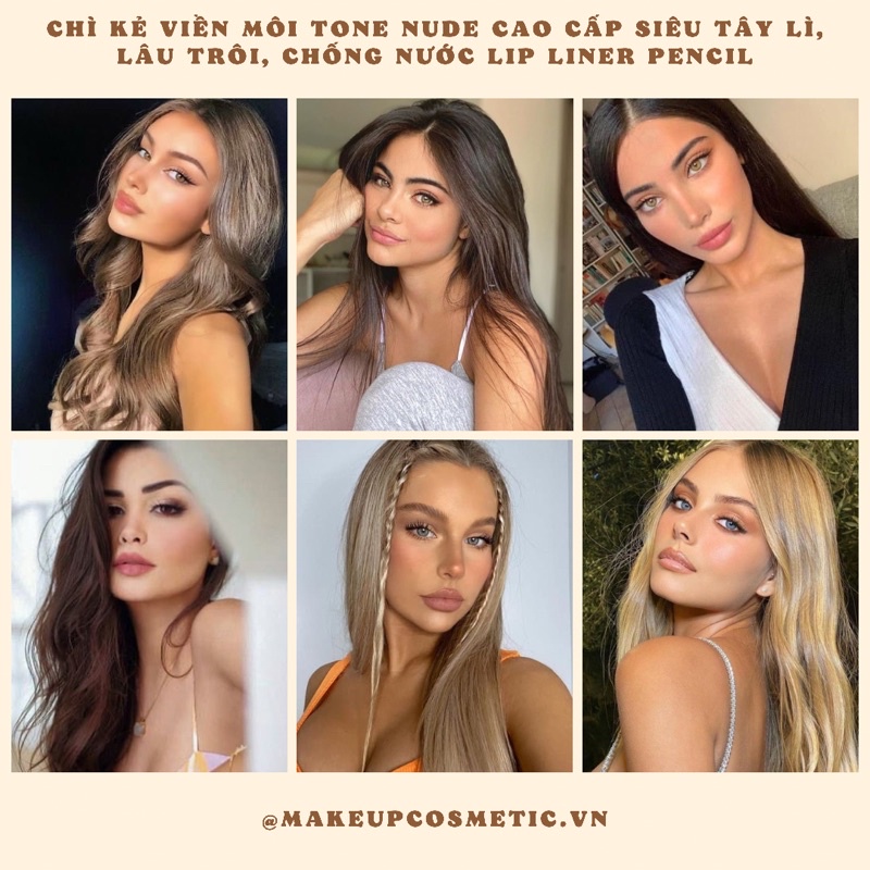 Chì Kẻ Viền Môi Tone Nude Cao Cấp Siêu Tây Lì, Lâu Trôi, Chống Nước Lip Liner Pencil