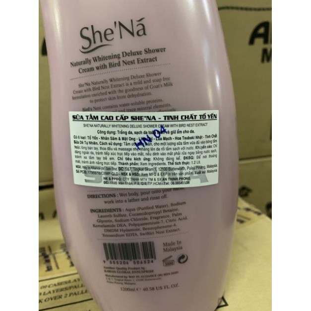 Sữa Tắm SheNa  tinh chất tổ yến 1,2L ( mầu tím )
