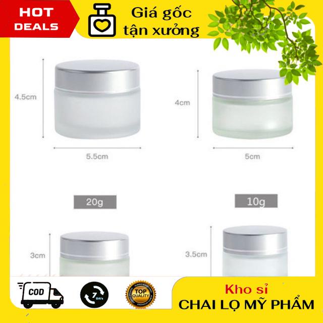 Hủ Đựng Kem ❤ GIÁ TẬN GỐC ❤ Hủ chiết kem thủy tinh mờ nắp bạc 5g/10g/15g/20g/30g/50g đựng mỹ phẩm , phụ kiện du lịch