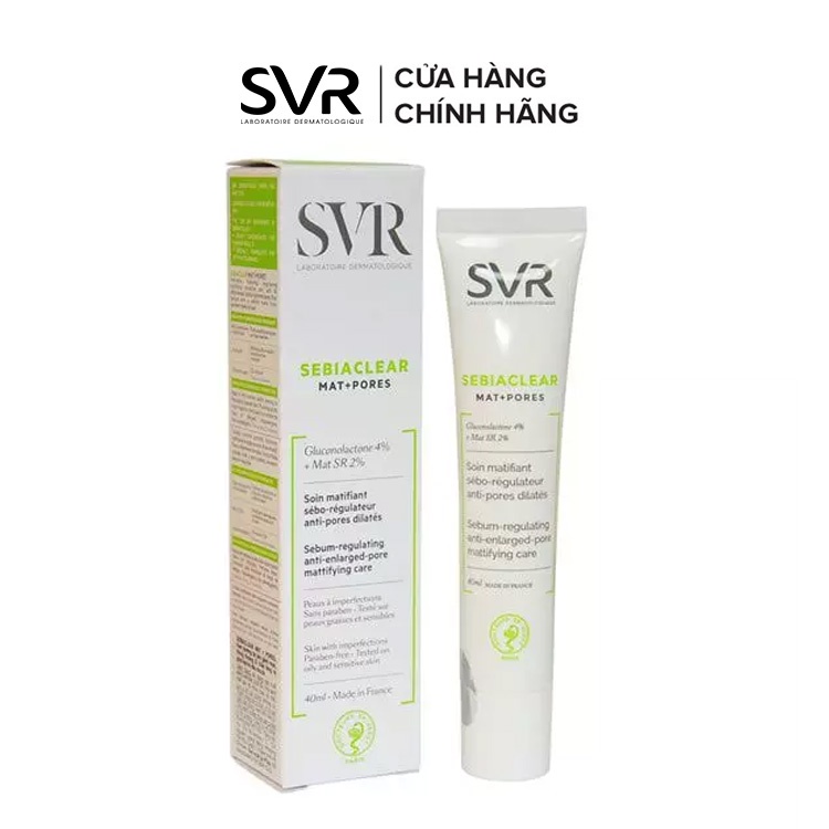 Kem dưỡng da làm giảm mụn, kiềm dầu, se lỗ chân lông SVR SEBIACLEAR Mat + Pores 40ml