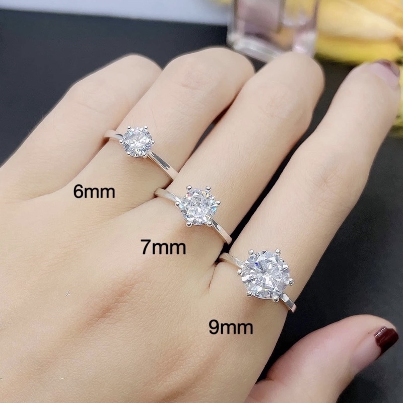 Nhẫn nữ Bạc ta đính đá sáng bóng , siêu đẹp - Vành Bạc Khải Khải