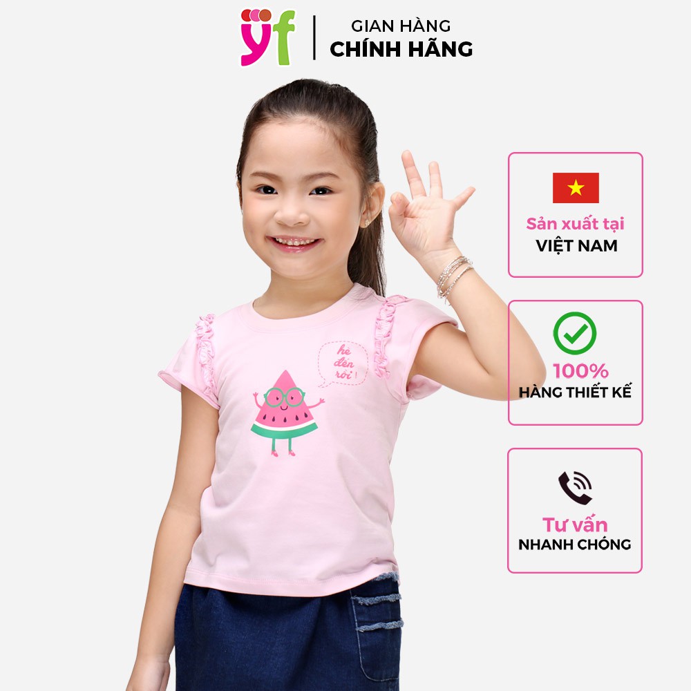 Áo bé gái thun cotton 4 chiều YF, màu hồng dễ thương, đủ size 7AX068