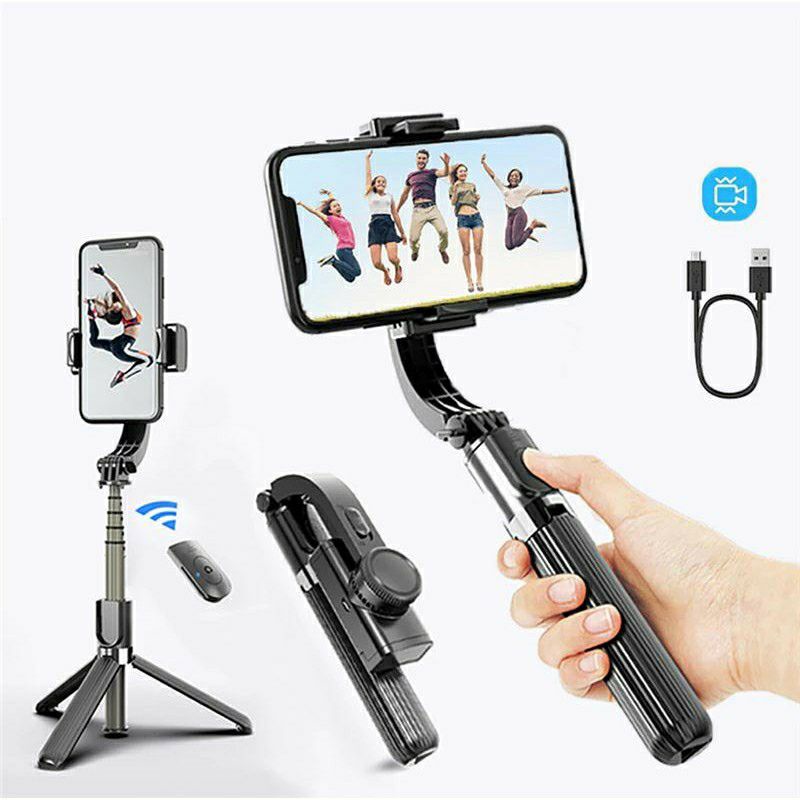 Gậy chống Rung Gimbal Stabilizer L08, Có 3 chân đỡ, có nút bấm Bluetooth hàng cao cấp