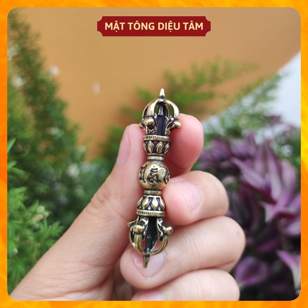 Chày kim cang chuỳ kim cương pháp khí mật tông phong thuỷ cầu bình an may mắn có chữ om 5cm