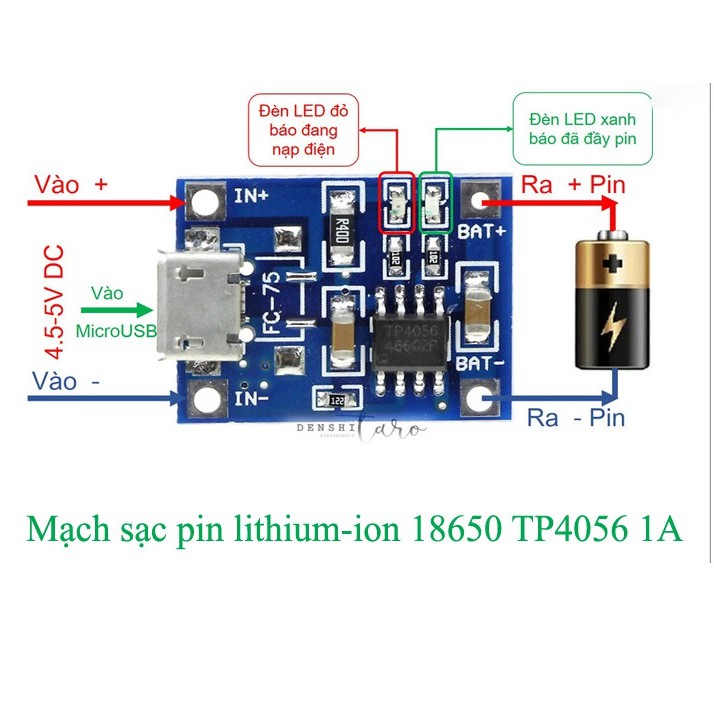 Combo 2 mạch sạc pin Lithium 1 cell 3.7V, mạch sạc pin 18650