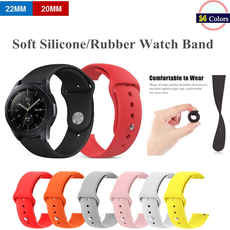 Dây Đeo Đồng Hồ Bằng Silicone Màu Nhám Cho Samsung Watch Active 2 40 44mm Gear 2 Neo Strap 20mm 22mm