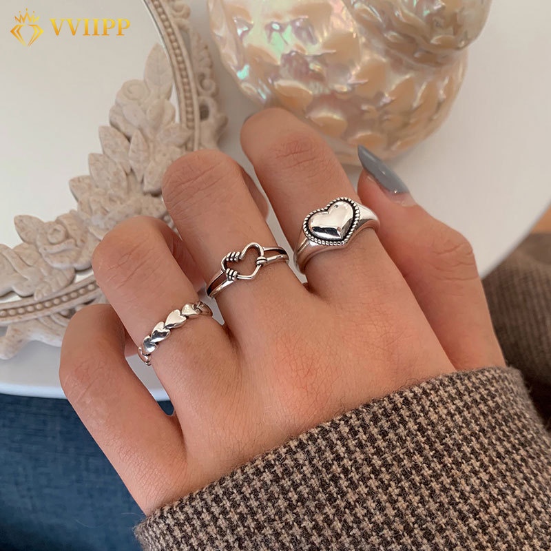 Bộ 3 Nhẫn Bạc Thời Trang Cho Nữ