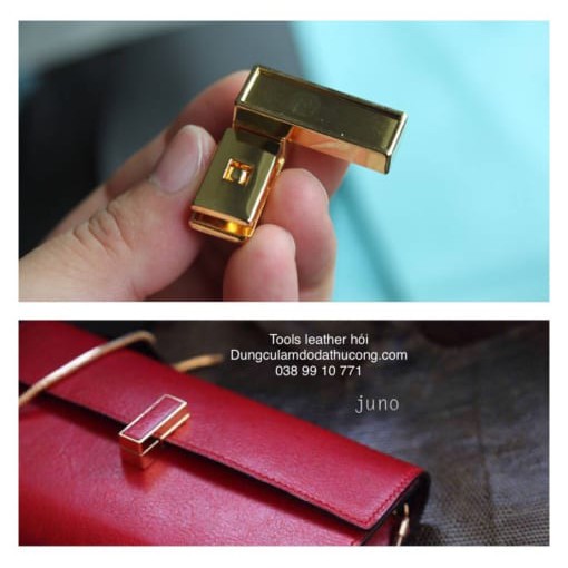 Khoá xoay mặt dán da mạ vàng 24k - phụ kiện làm đồ da handmade