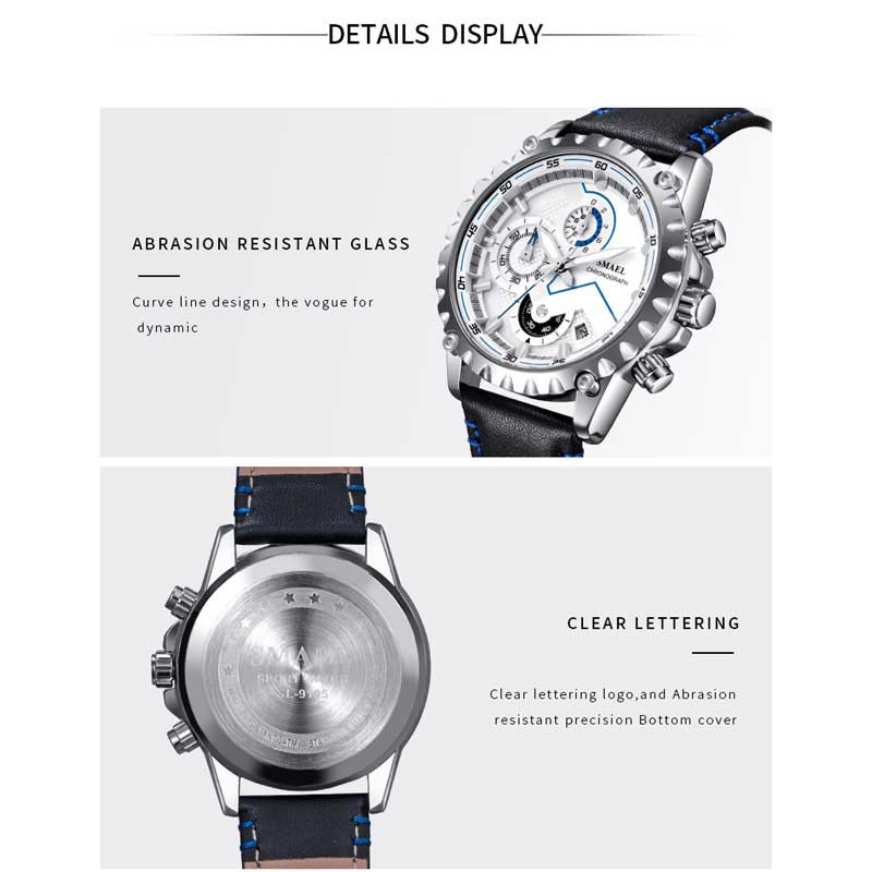 Đồng hồ nam SMAEL 9006, đồng hồ đeo tay nam dây vải chống nước đẹp chính hãng - TOP WATCH
