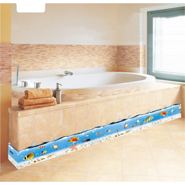 Decal trang trí chân tường Đại dương xanh