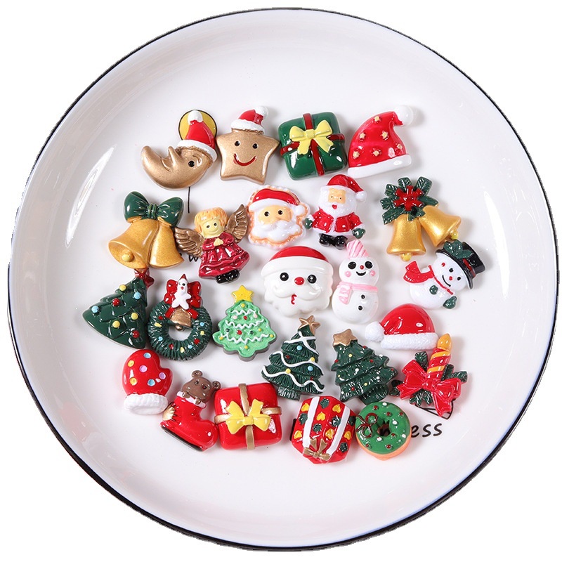 Set 10 Phụ Kiện Trang Trí Điện Thoại / Sổ Tay Hình Thiên Thần / Người Tuyết Bằng Nhựa Resin Diy