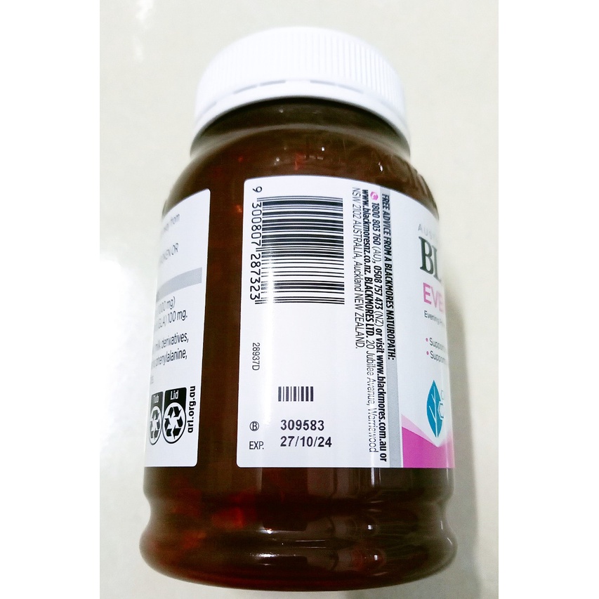 Tinh dầu hoa anh thảo Blackmores evening primrose oil lọ 190 viên (Úc). Cân bằng nội tiết, giúp đẹp da, tóc, móng