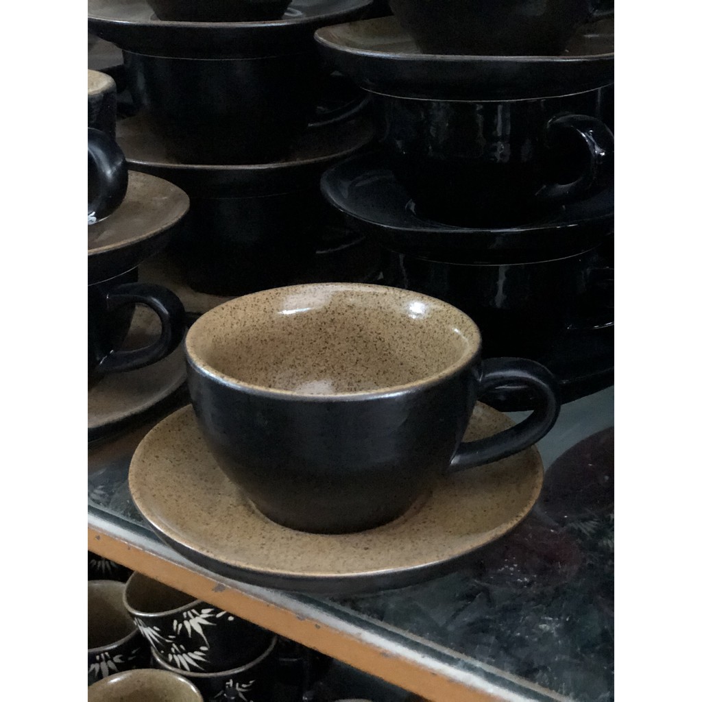 Tách trà Set capuchino ly cafe dung tích 200ml men gốm gốm sứ Bát Tràng