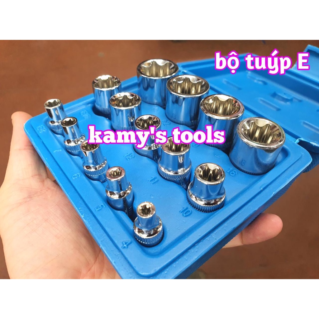 Bộ 14 đầu tuýp loại E Trigoldte E4-E24 model 630014E, bộ tuýp E