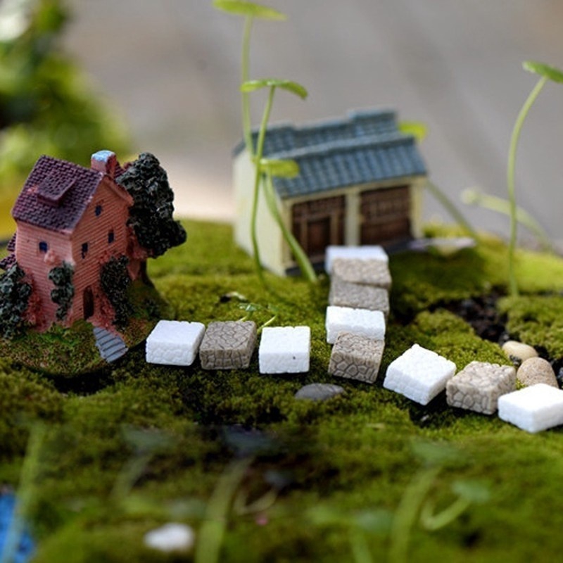 Bộ 10 bậc thang đá mini bằng resin trang trí sân vườn